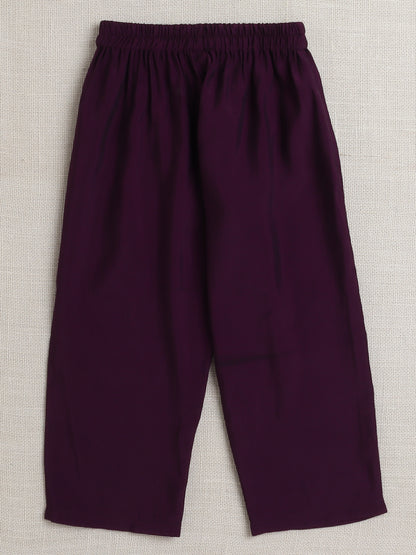 Sleeveless Embellished Kurta Set- Purple