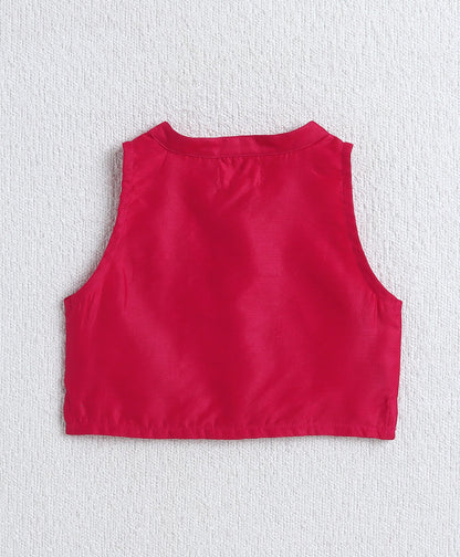 The Magic Wand Woven Incut Solid Top with Foil Plazzo Set- Fuchsia