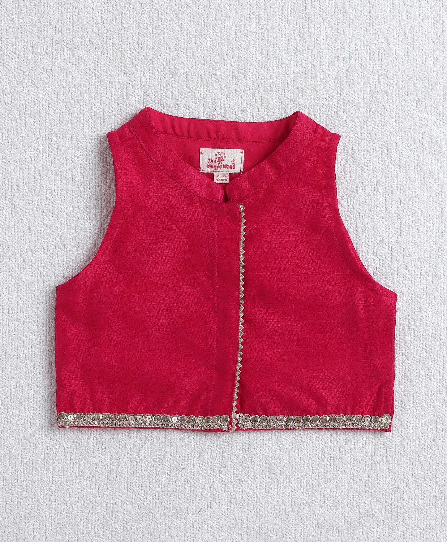 The Magic Wand Woven Incut Solid Top with Foil Plazzo Set- Fuchsia