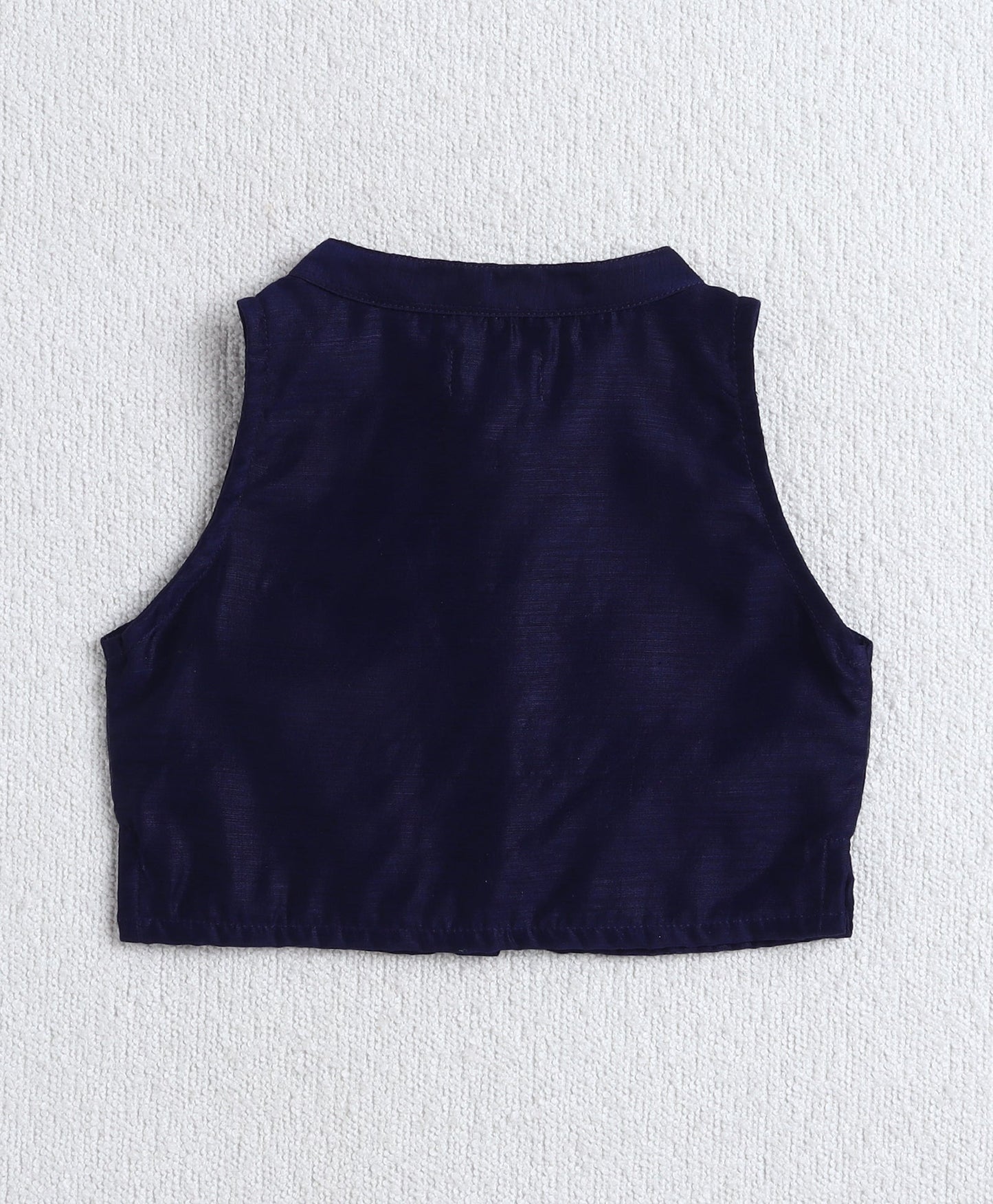 Woven Incut Solid Top with Foil Plazzo Set- Navy Blue