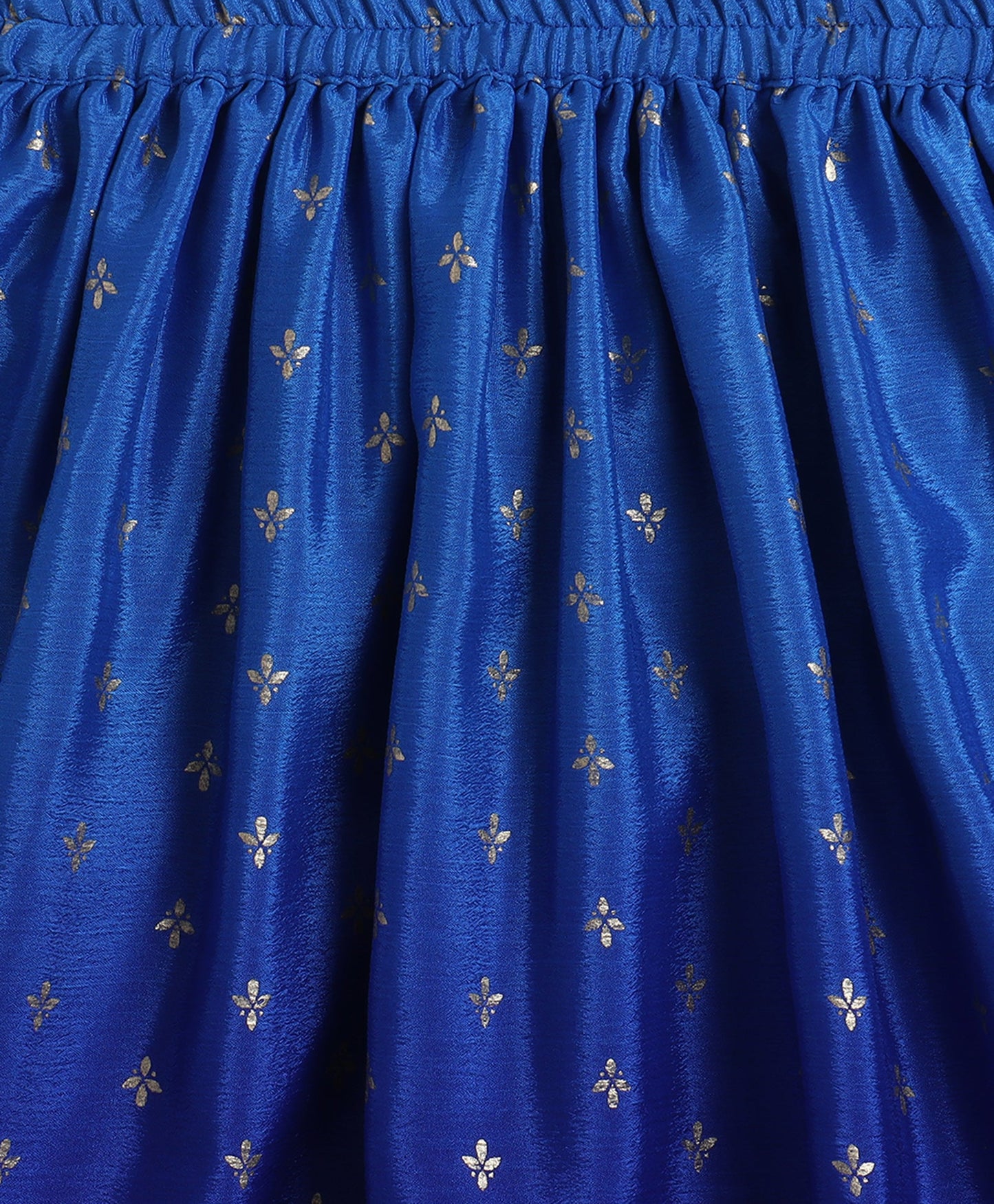 Woven Singlet Floral Zari Choli and Foil Lehenga Set with Dupatta- Blue