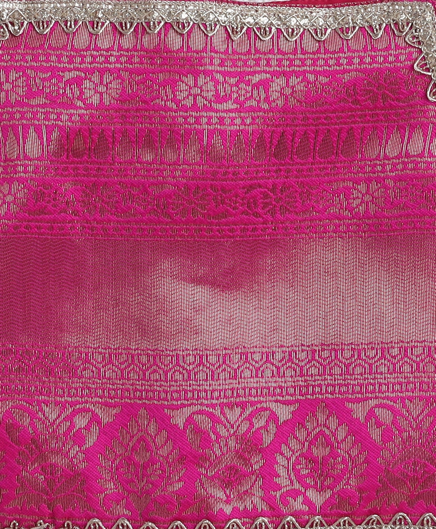 Woven Singlet Printed Choli and Lehenga with Dupatta Set- Fuchsia