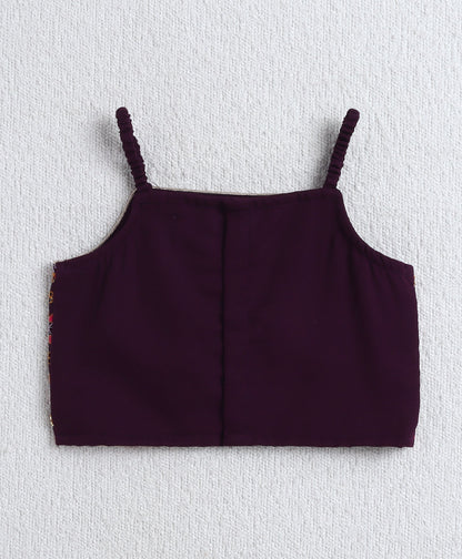 Woven Singlet Embroidered Choli and Lehenga with Dupatta Set- Purple