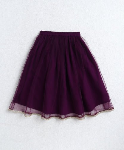 Woven Singlet Embroidered Choli and Lehenga with Dupatta Set- Purple