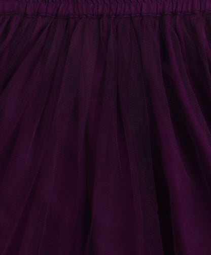 Woven Singlet Embroidered Choli and Lehenga with Dupatta Set- Purple