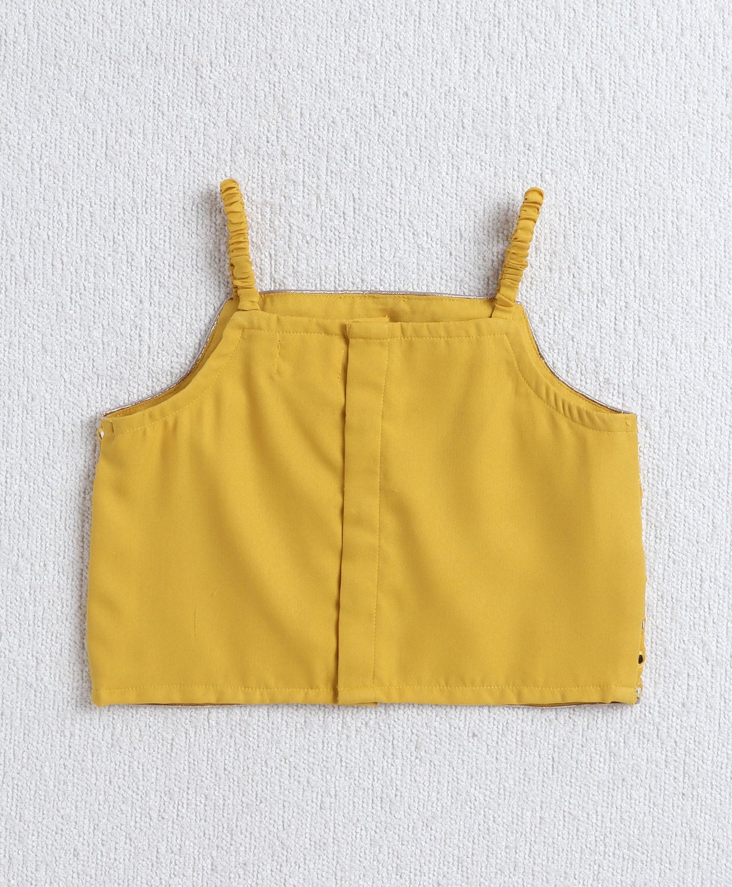 Woven Singlet Mirror Work Choli and Lehenga with Dupatta- Yellow