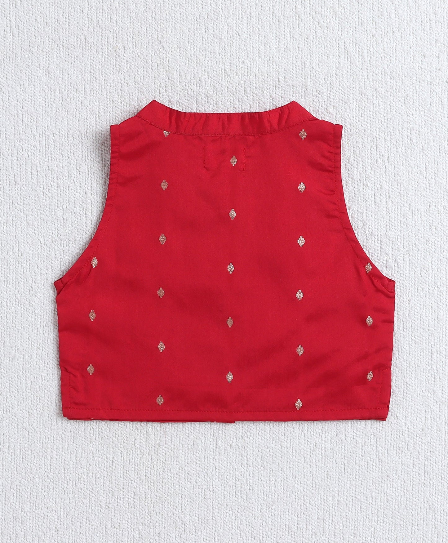 Woven Sleeveless Solid Top and Stipe Printed Set- Red