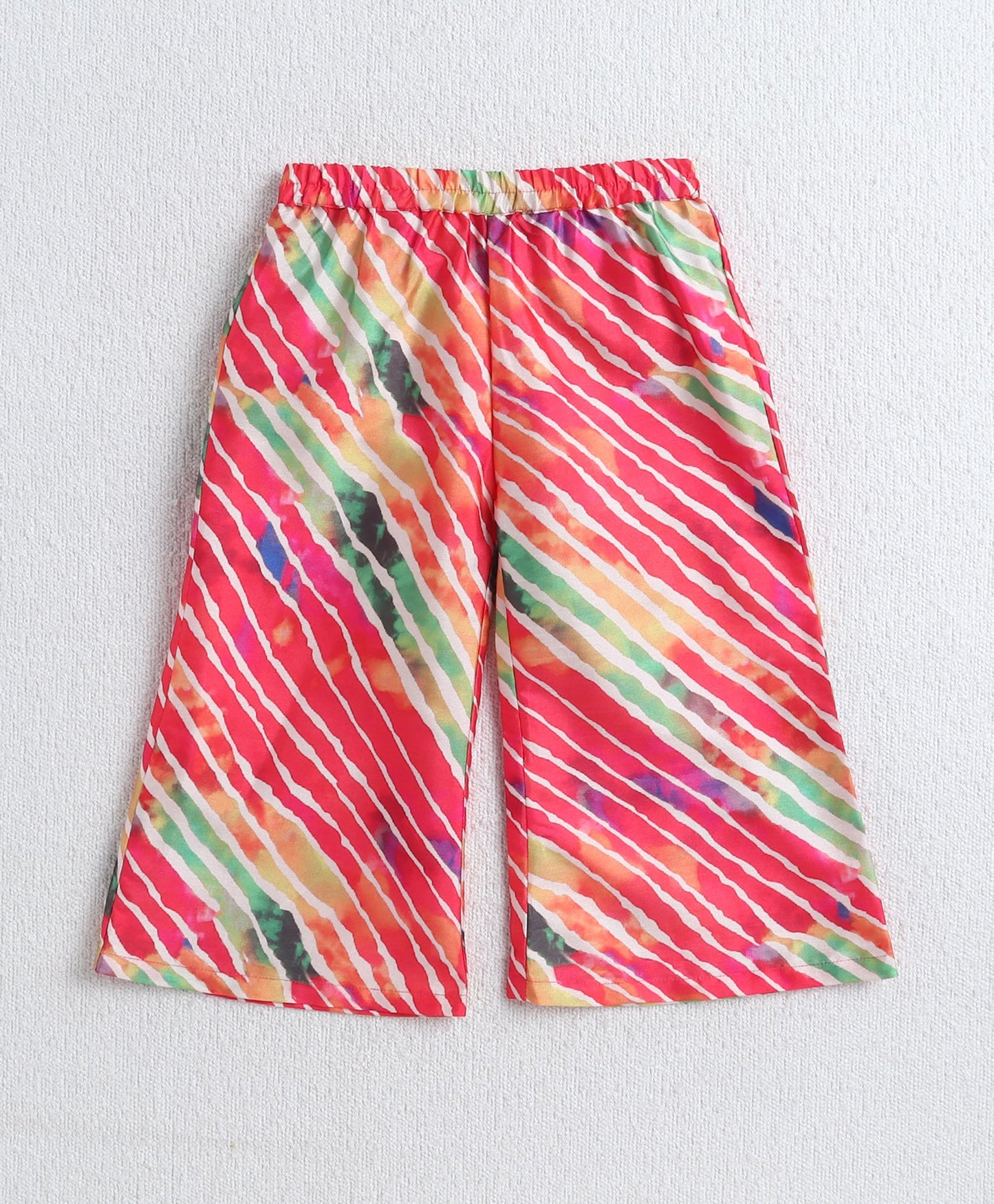Woven Sleeveless Solid Top and Stipe Printed Set- Red