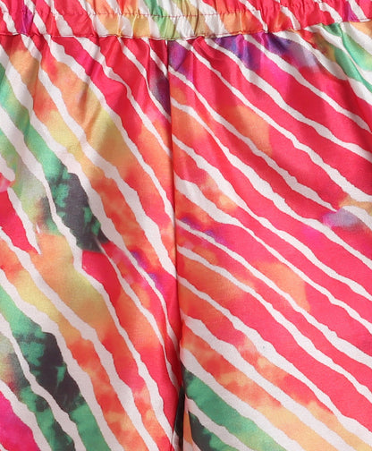 Woven Sleeveless Solid Top and Stipe Printed Set- Red
