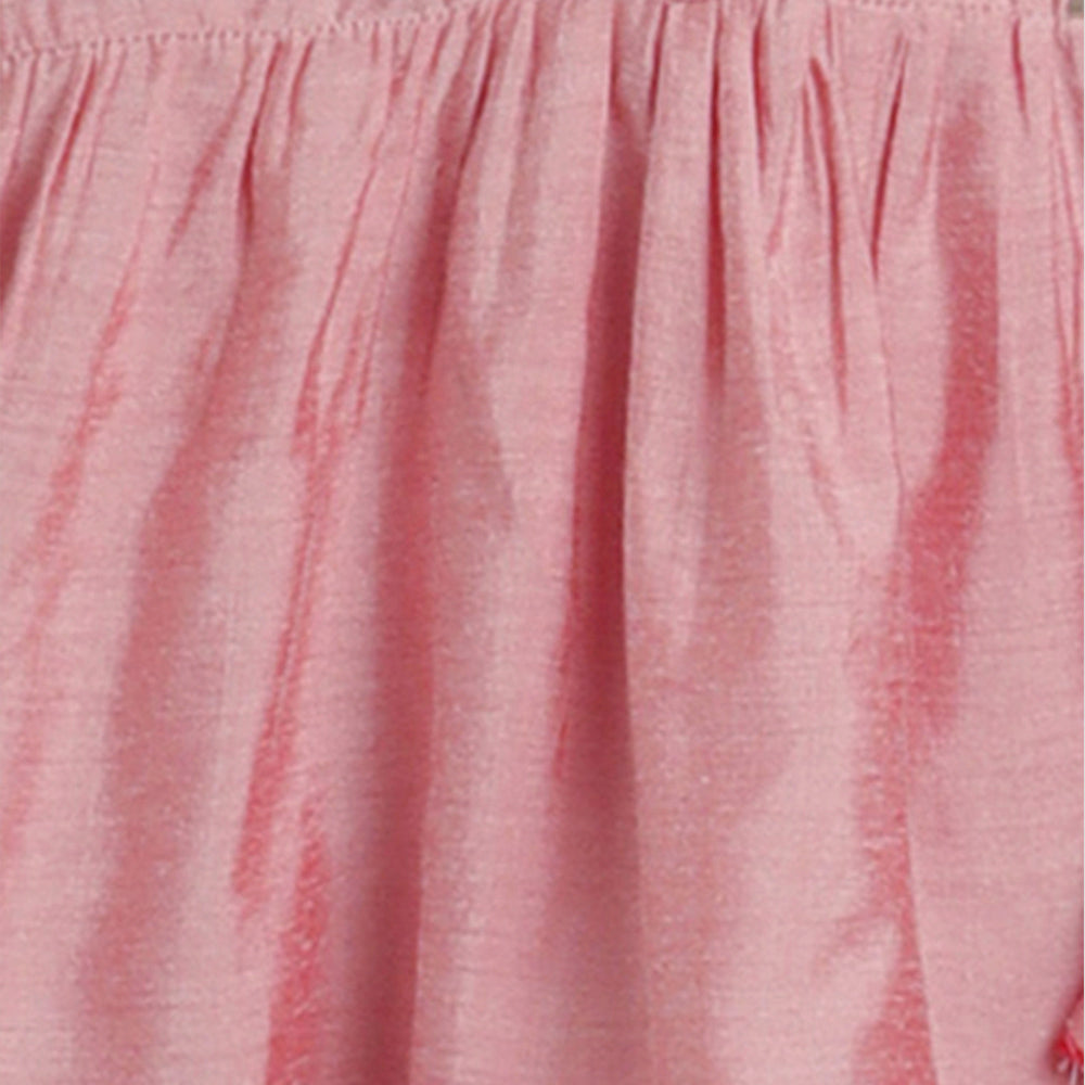 The Magic Wand Lace Embelished Full Sleeves tassles Kurta with Ballon Pants-Pink
