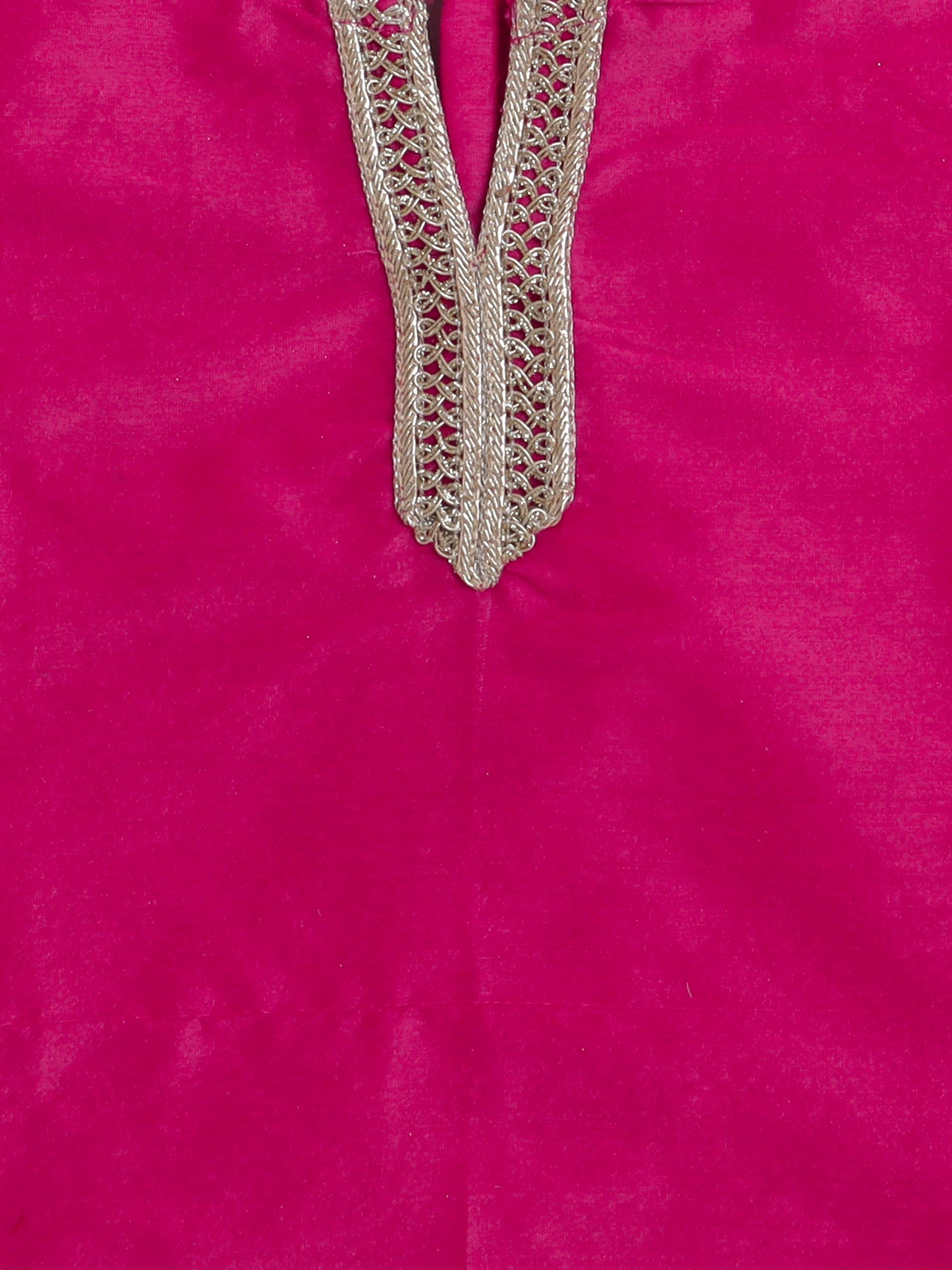 Half Sleeves Laced Embellished Choli With Flared Gota Flower Detailed Lehenga - Fuchsia Pink