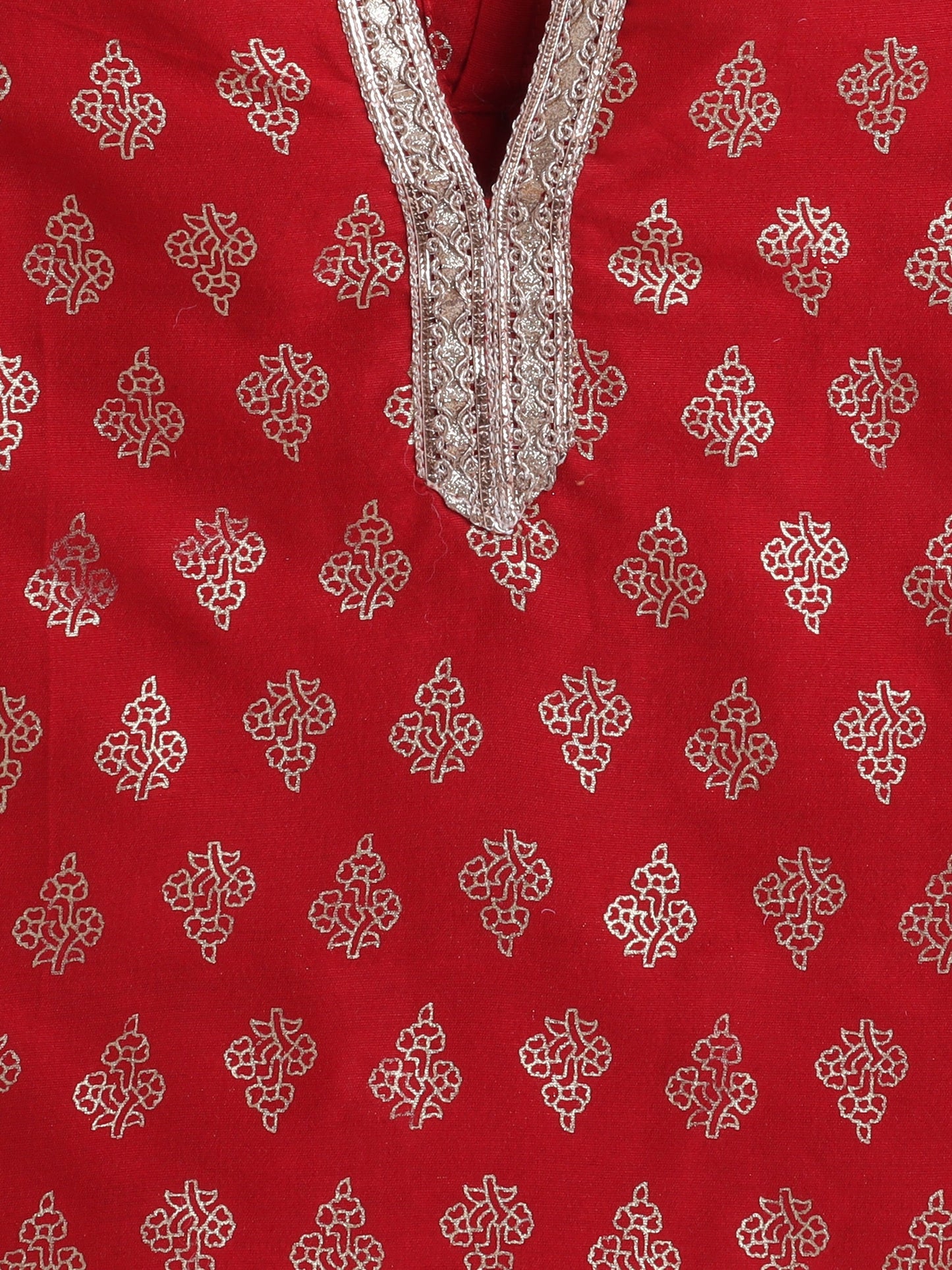 Half Sleeves Floral Printed Choli & Lace Embellished Lehenga Set - Red & Navy Blue