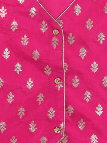 The Magic Wand Bootie Printed Lace Embelished Waist and Pant Set For Girls Fuchsia
