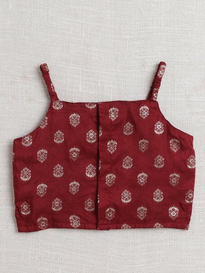 Bootie Printed Strappy Top and Pant Set Co-Ords Set For Girls-Maroon