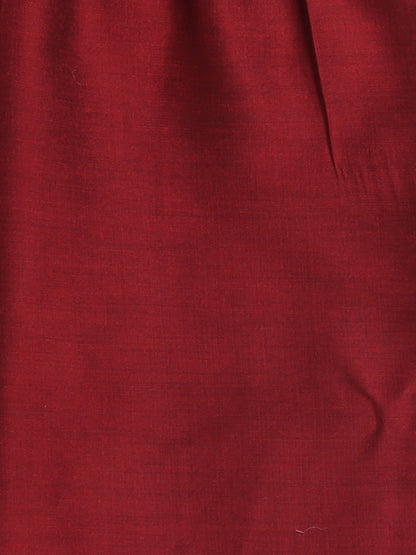 Sleeveless Brocade Printed Kurta Set-Maroon