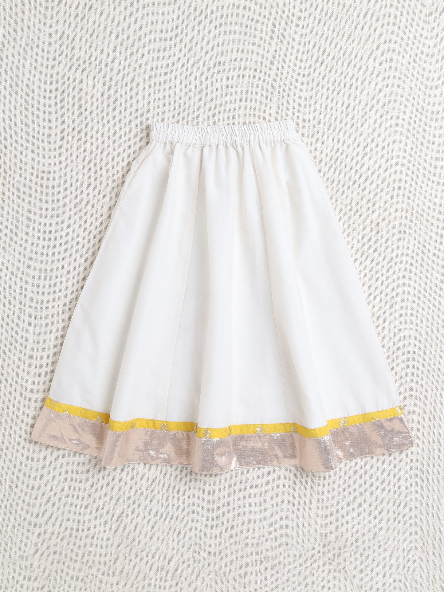 The Magic Wand Half Sleeves Floral Printed Choli & Lace Embellished Lehenga Set Yellow