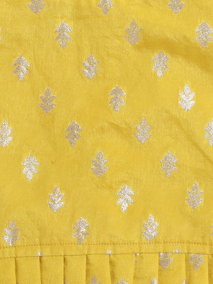 The Magic Wand Half Sleeves Floral Printed Choli & Lace Embellished Lehenga Set Yellow