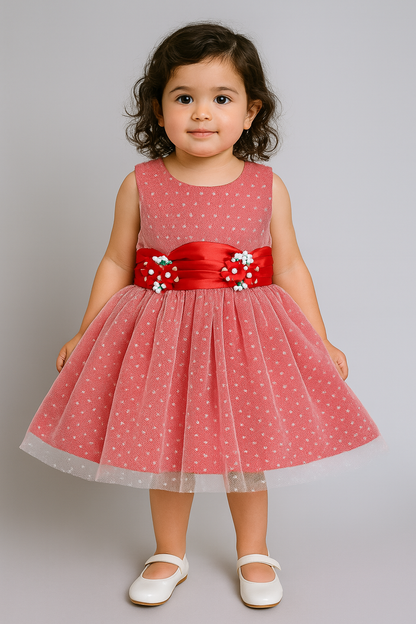 The Magic Wand Sleeveless Embellished Fit & Flare Dress Red