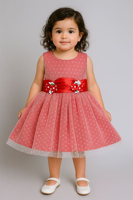 The Magic Wand Sleeveless Embellished Fit & Flare Dress Red