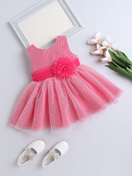 Sleeveless Flower Embellished Dress - Fuchsia