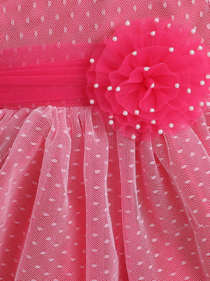 Sleeveless Flower Embellished Dress - Fuchsia