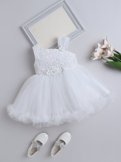 The Magic Wand Lace Bodice One Strap Party Dress -White