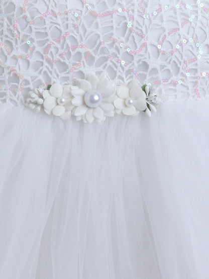 The Magic Wand Lace Bodice One Strap Party Dress -White