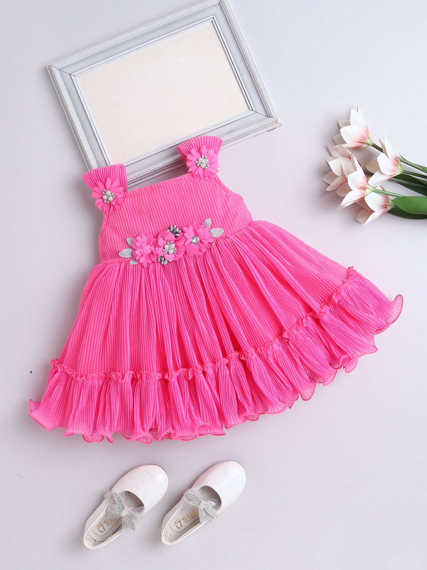 Sleeveless Fit & Flare Dress -Pink