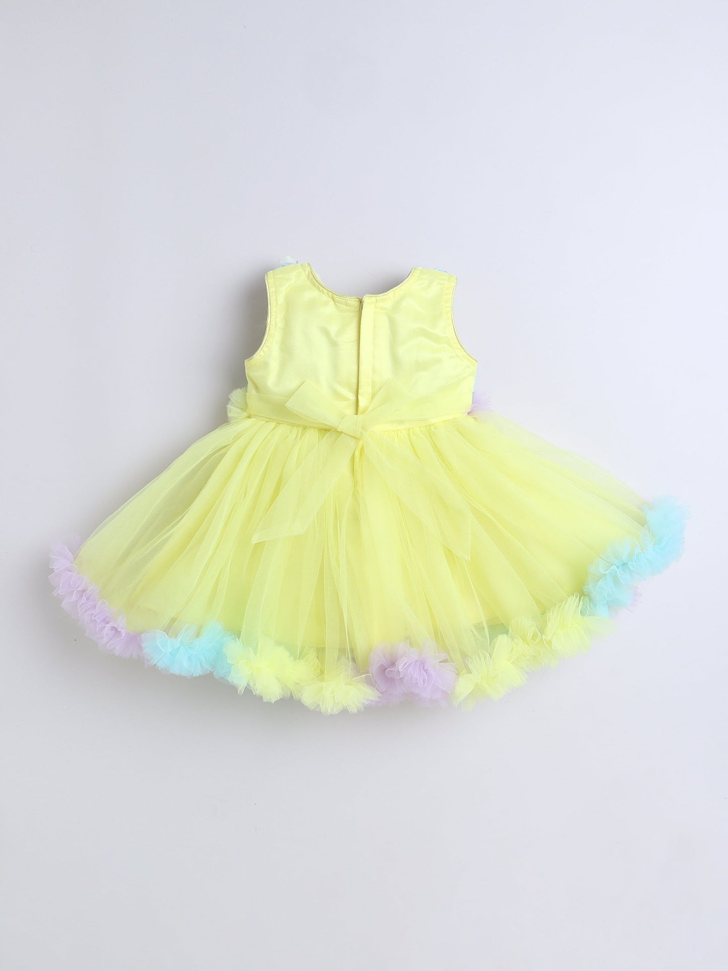 Sleeveless Flower Detailed Fit & Flare Dress -Yellow
