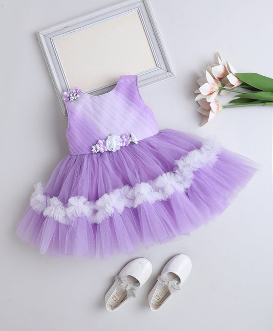 The Magic Wand Woven Sleeveless Corsage Detailed Layered Dress- Lavender