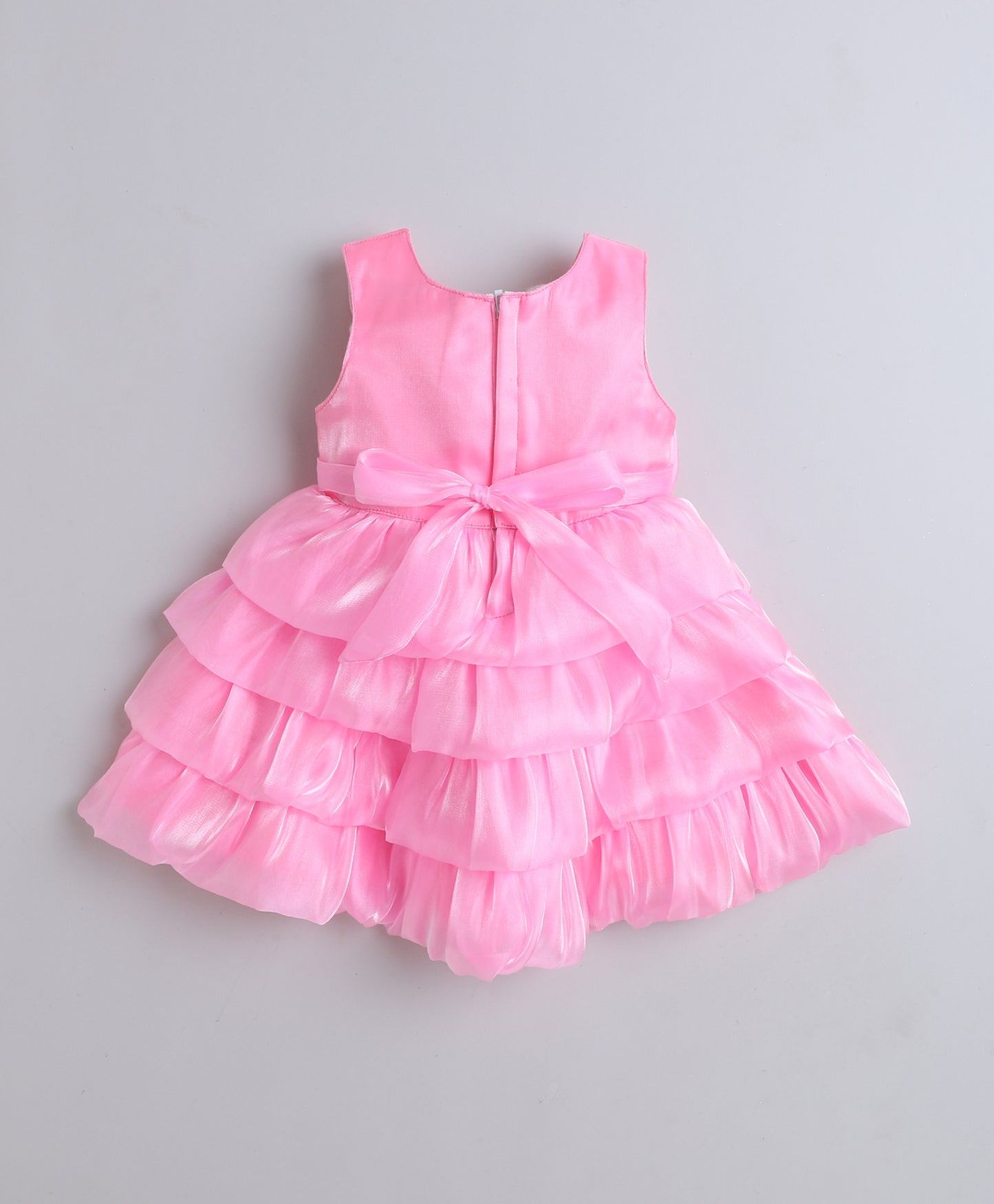 Woven Sleeveless Corsage Detailed Layered Dress- Pink