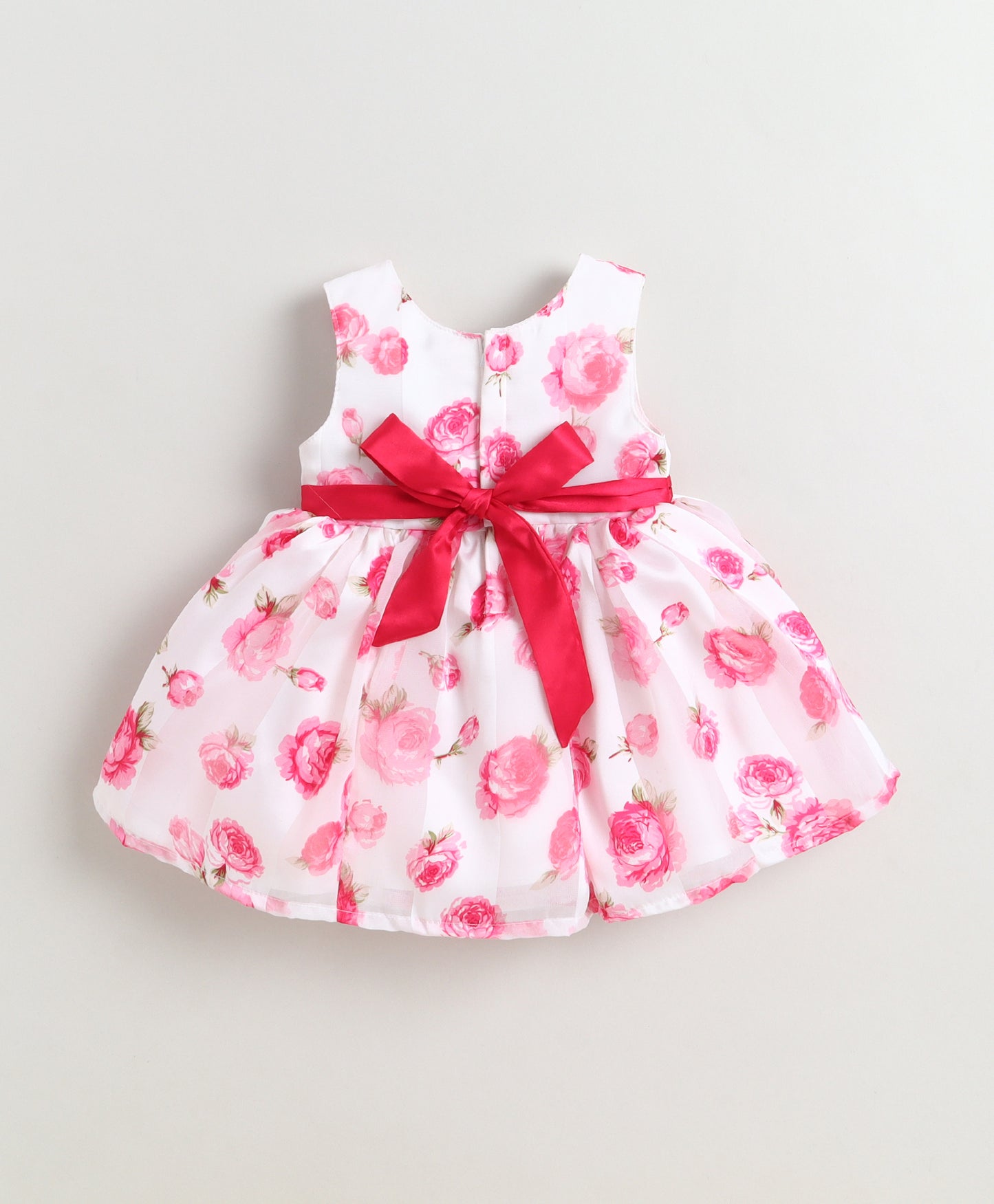 The Magic Wand Woven Sleeveless Floral Printed Dress With Floral Applique - White