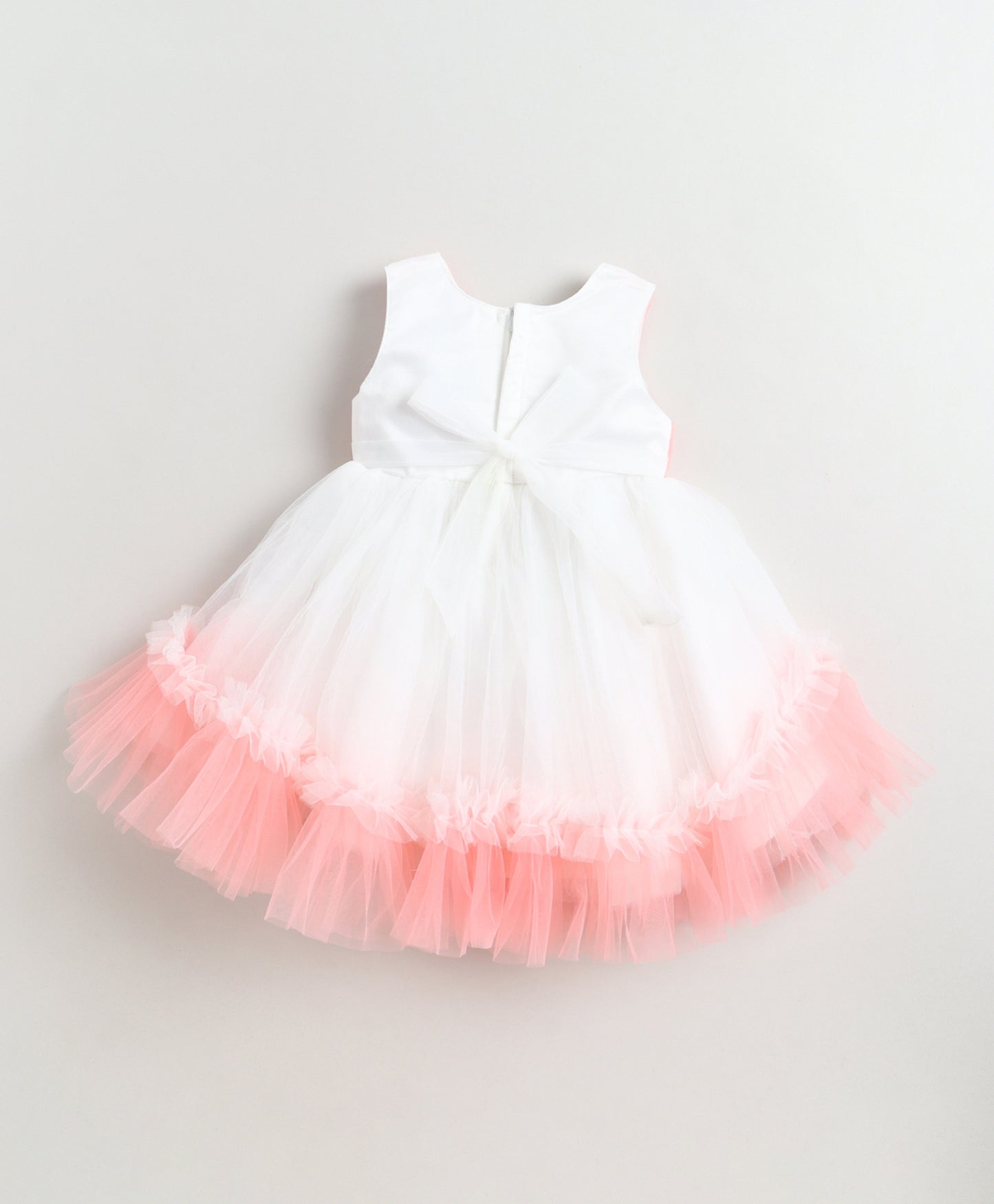 The Magic Wand Woven Sleeveless Tiered Tulle Dress With Floral Applique - Peach