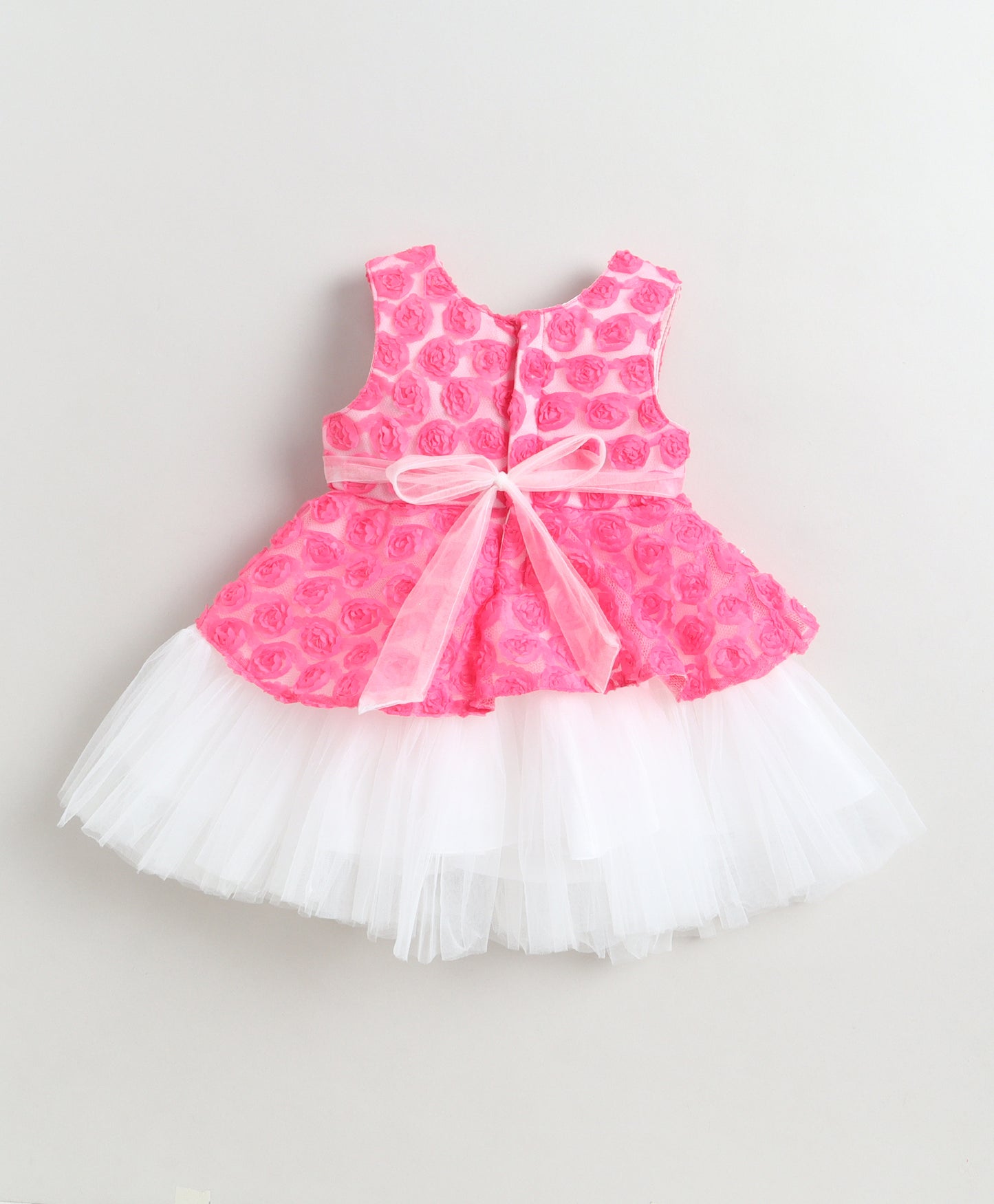 The Magic Wand Woven Sleeveless Pearl Embellished Tulle Dress - Pink