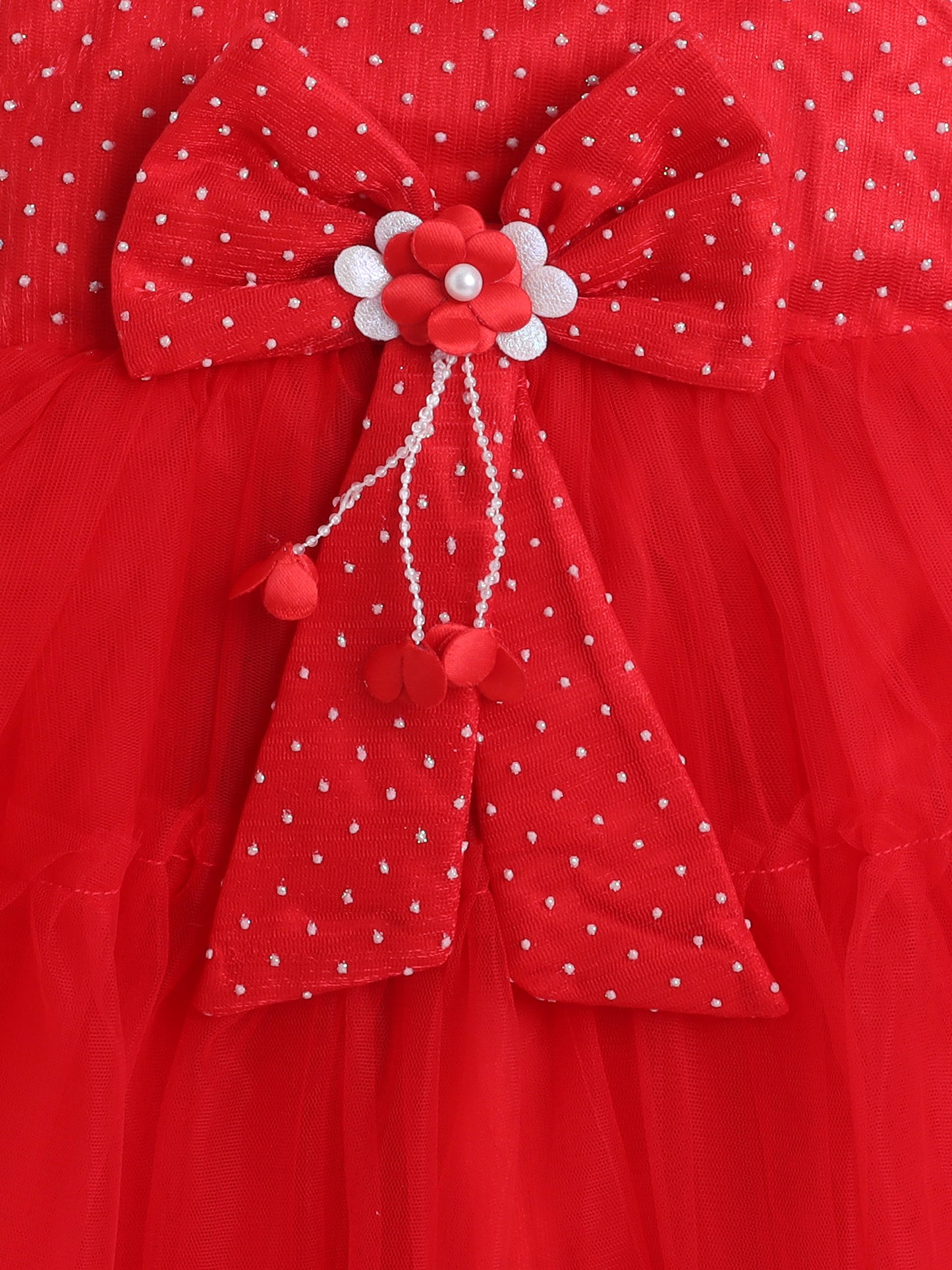 Sleeveless Polka Dot Sequins Dress - Red
