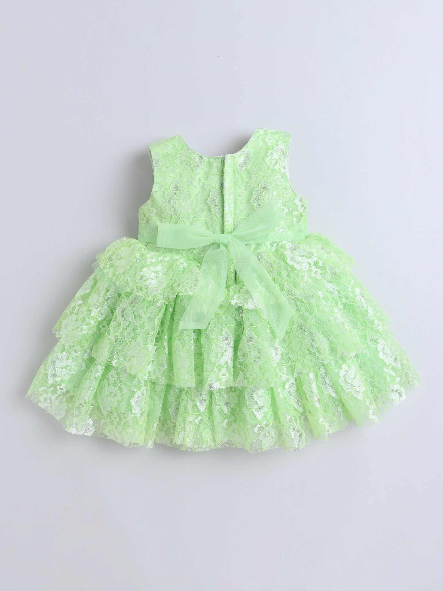 Sleeveless Sequins & Stones Embellished Floral Embroidered Dress - Green