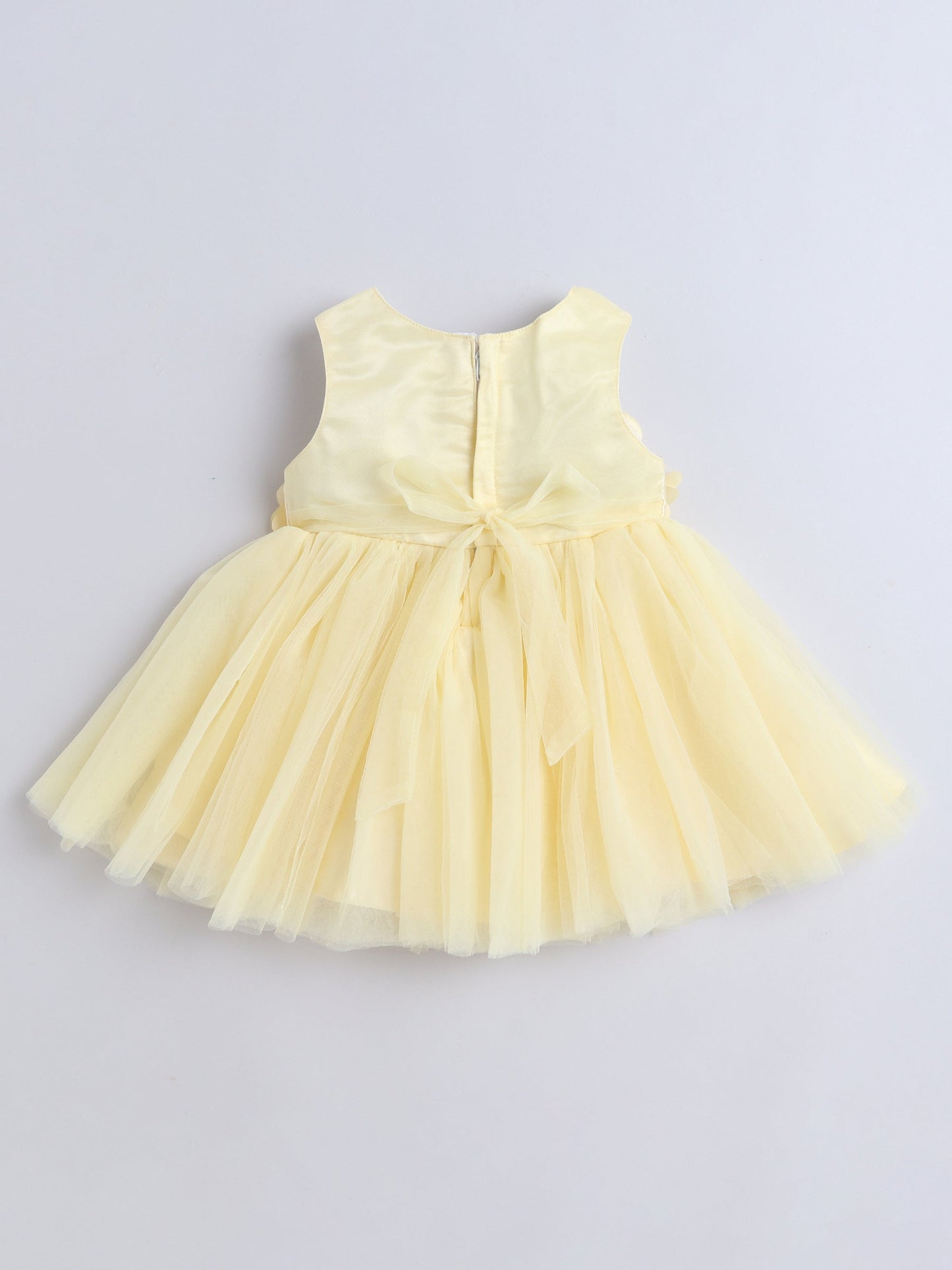 Sleeveless Pearls & Heart Bodice Embellished Flared Dress - Yellow