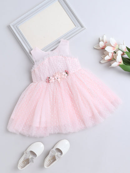 Fit & Flare Dress with Corsage - Pink