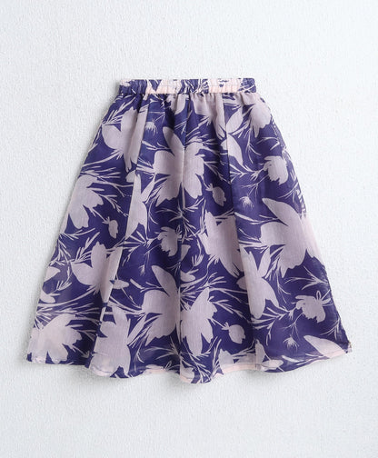 Cotton Woven Shoulder Tie Up Floral Printed Choli and Lehenga Set with Dupatta- Lavender