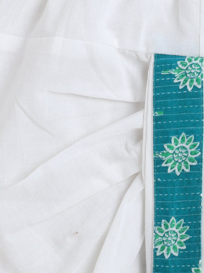 Full Sleeves Floral Printed Kurta With Dhoti Set - Green
