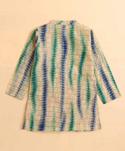 The Magic Wand Chanderi Full Sleeves Shibori Printed Kurta and Pajama- Green