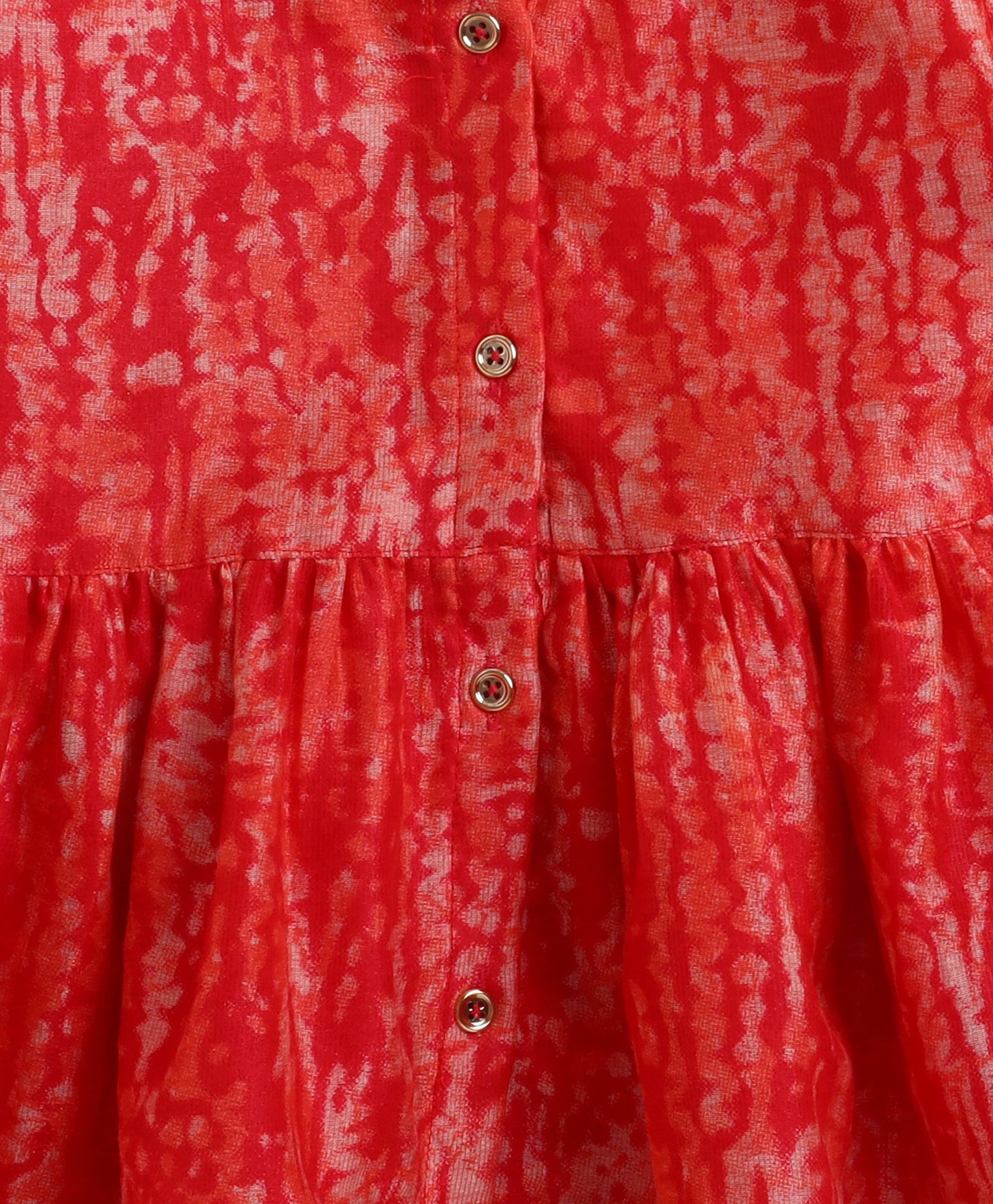 The Magic Wand Chanderi Woven Three Fourth Sleeves Foil Printed Top and Bottom Set- Red