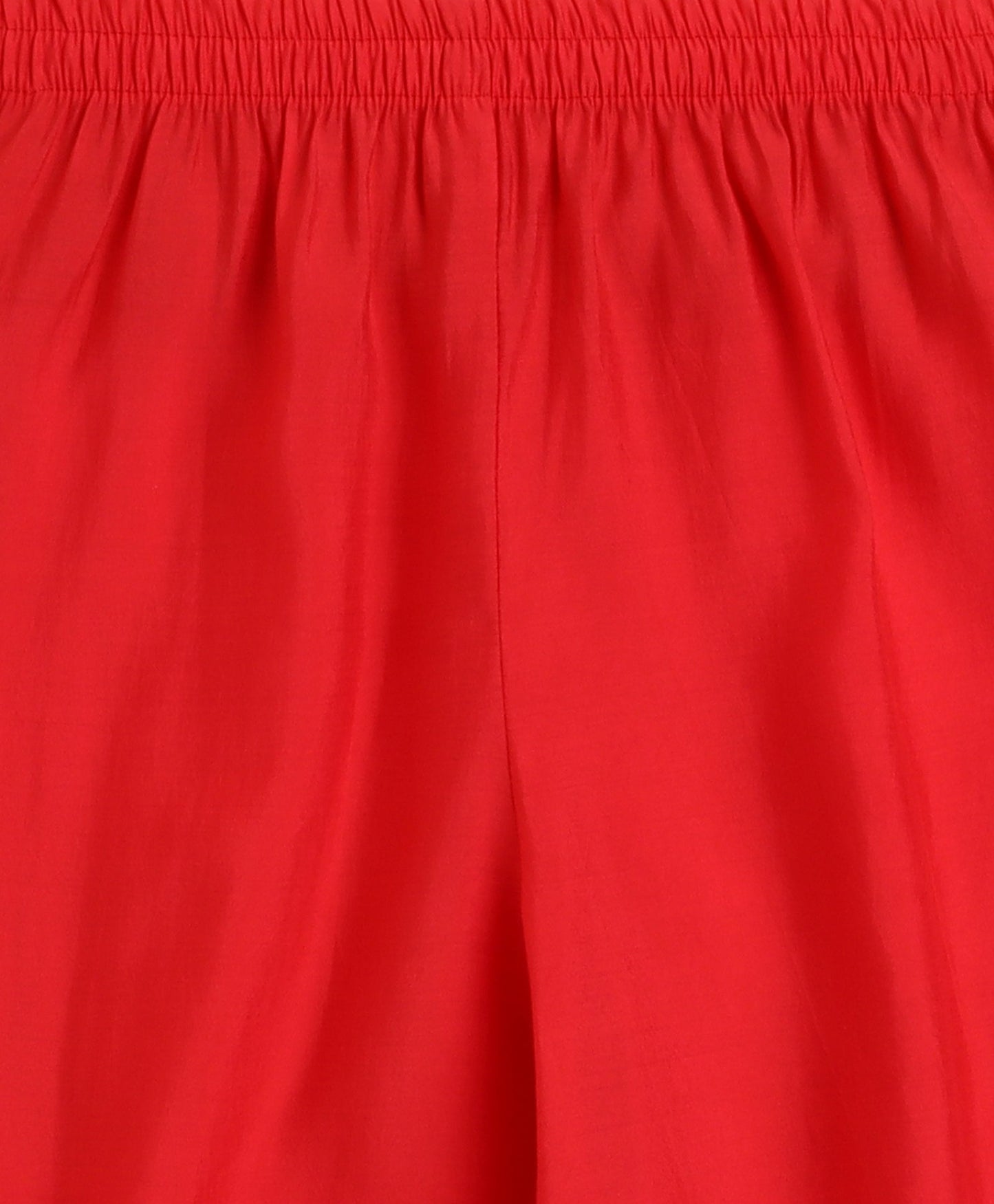 The Magic Wand Chanderi Woven Three Fourth Sleeves Foil Printed Top and Bottom Set- Red