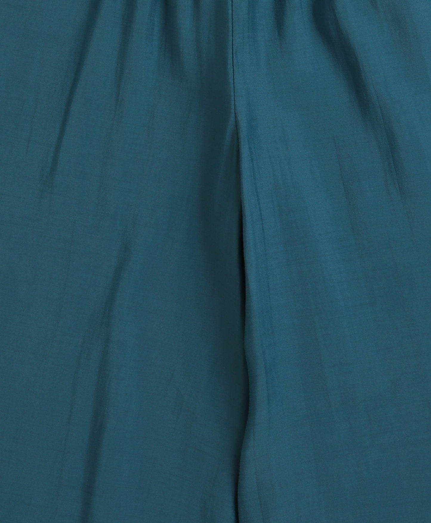 The Magic Wand Chanderi Woven Three Fourth Sleeves Foil Printed Top and Bottom Set- Teal Blue