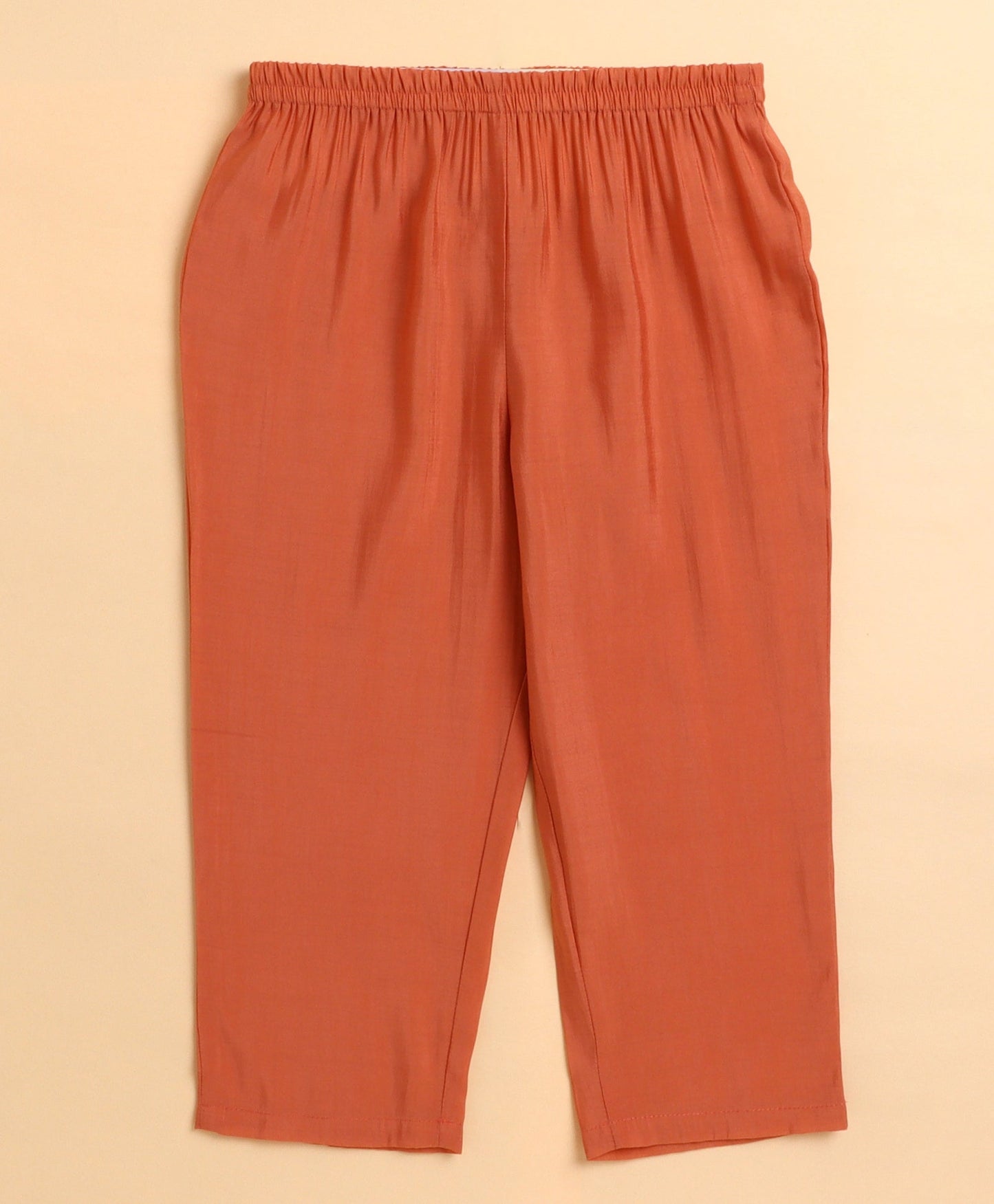 The Magic Wand Chanderi Woven Sleeves Foil Printed Top and Bottom Set - Peach