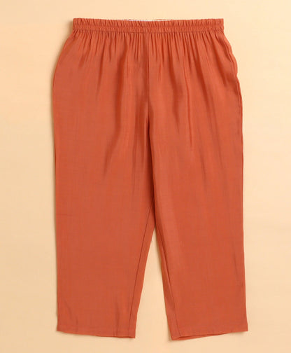 The Magic Wand Chanderi Woven Sleeves Foil Printed Top and Bottom Set - Peach