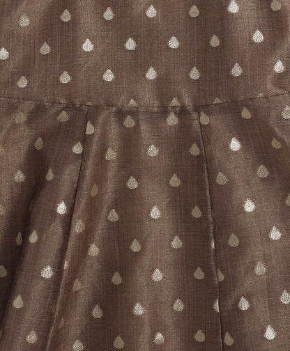 The Magic Wand Woven Shoulder Tie Ups Foil Printed Kurta & Pant Set - Brown