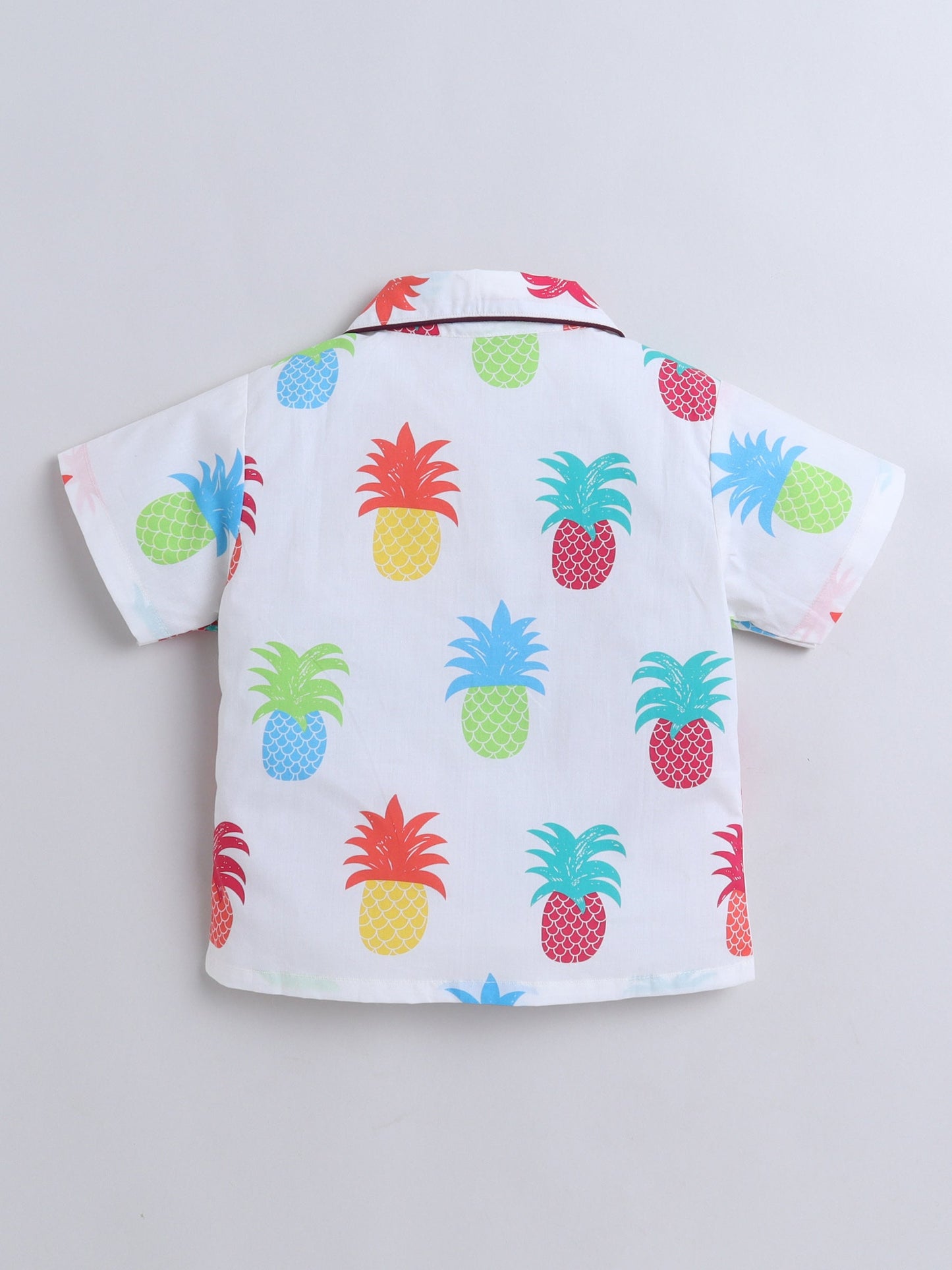 The Magic Wand Cotton Half Sleeves Pineapple Printed Night Suit Set - White