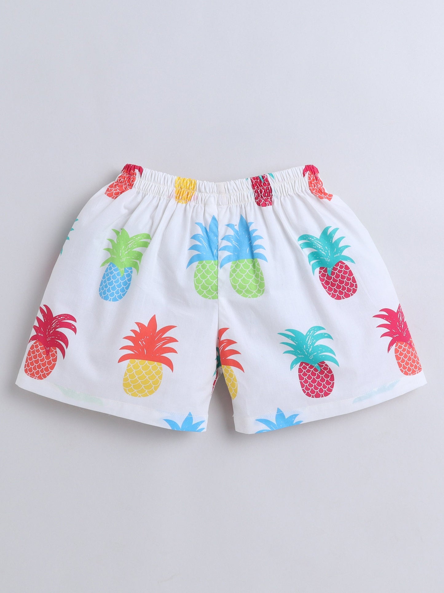 The Magic Wand Cotton Half Sleeves Pineapple Printed Night Suit Set - White