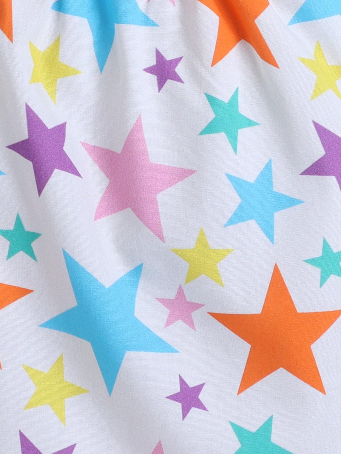 Cotton Woven Half Sleeves Stars Printed Coordinating Night Suit Set - White